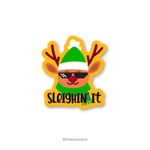 Sleighin' it - Christmas Sticker - The Toon Store