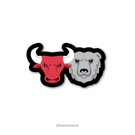 Bull and bear - Stock Market Collection Sticker - The Toon Store